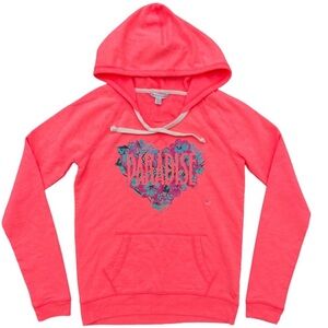 NWT American Eagle Graphic Hoodie Top Neon Coral Pink XS